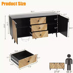 GustoWave 55.1 3 Drawer Cabinet with Adjustable Shelves and Doors with Storage