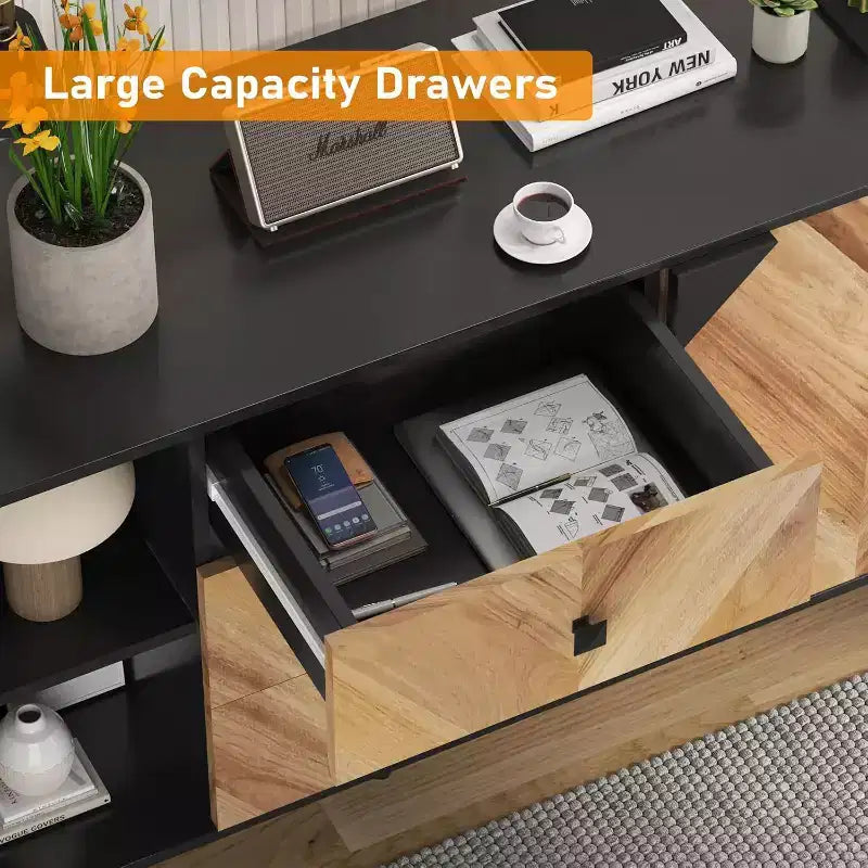 GustoWave 55.1 3 Drawer Cabinet with Adjustable Shelves and Doors with Storage