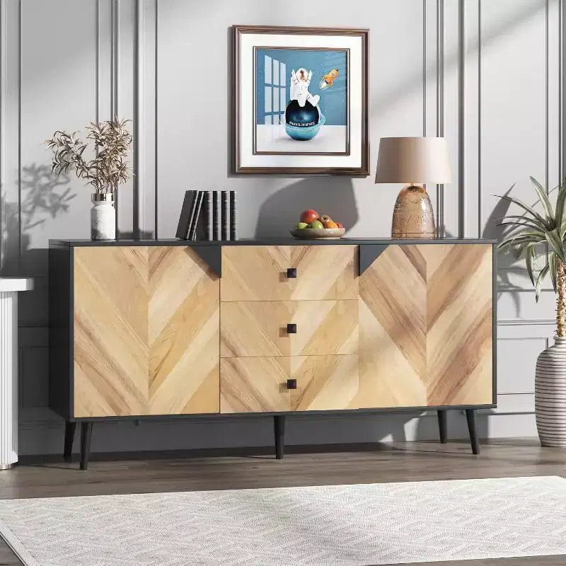 GustoWave 55.1 3 Drawer Cabinet with Adjustable Shelves and Doors with Storage