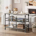 43 Console, table d'entrée étroite à 3 niveaux avec étagères, tables d'appoint pour salon, couloir, chambre, rustique, marron