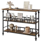 43 Console, table d'entrée étroite à 3 niveaux avec étagères, tables d'appoint pour salon, couloir, chambre, rustique, marron