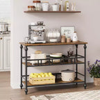 43 Console, table d'entrée étroite à 3 niveaux avec étagères, tables d'appoint pour salon, couloir, chambre, rustique, marron
