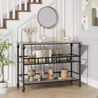 43 Console, table d'entrée étroite à 3 niveaux avec étagères, tables d'appoint pour salon, couloir, chambre, rustique, marron