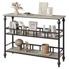 43 Console, table d'entrée étroite à 3 niveaux avec étagères, tables d'appoint pour salon, couloir, chambre, rustique, marron