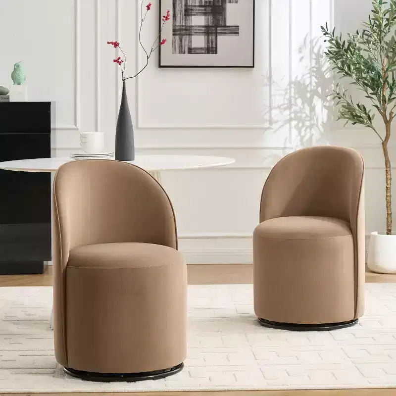 Chaises de salle à manger pivotantes Okak Modern 360°, chaises de cuisine confortables en velours avec coussins épais, chaise d'appoint rembourrée pour chambre à coucher