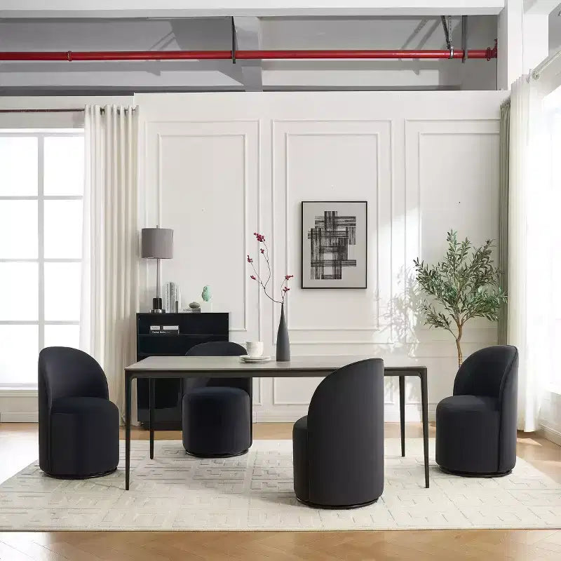 Chaises de salle à manger pivotantes Okak Modern 360°, chaises de cuisine confortables en velours avec coussins épais, chaise d'appoint rembourrée pour chambre à coucher
