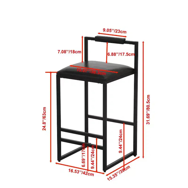 MAYEERTY Tabourets de Bar avec Dossier Lot de 2 - Hauteur Comptoir, Cuir PU, Repose-Pieds