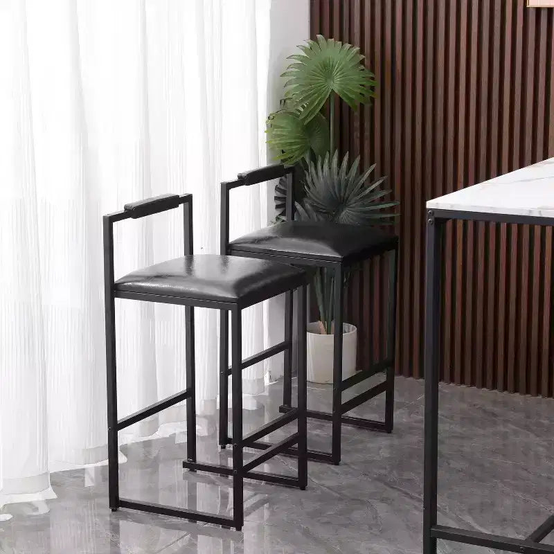 MAYEERTY Tabourets de Bar avec Dossier Lot de 2 - Hauteur Comptoir, Cuir PU, Repose-Pieds