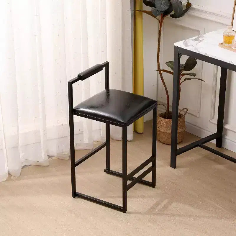 MAYEERTY Tabourets de Bar avec Dossier Lot de 2 - Hauteur Comptoir, Cuir PU, Repose-Pieds