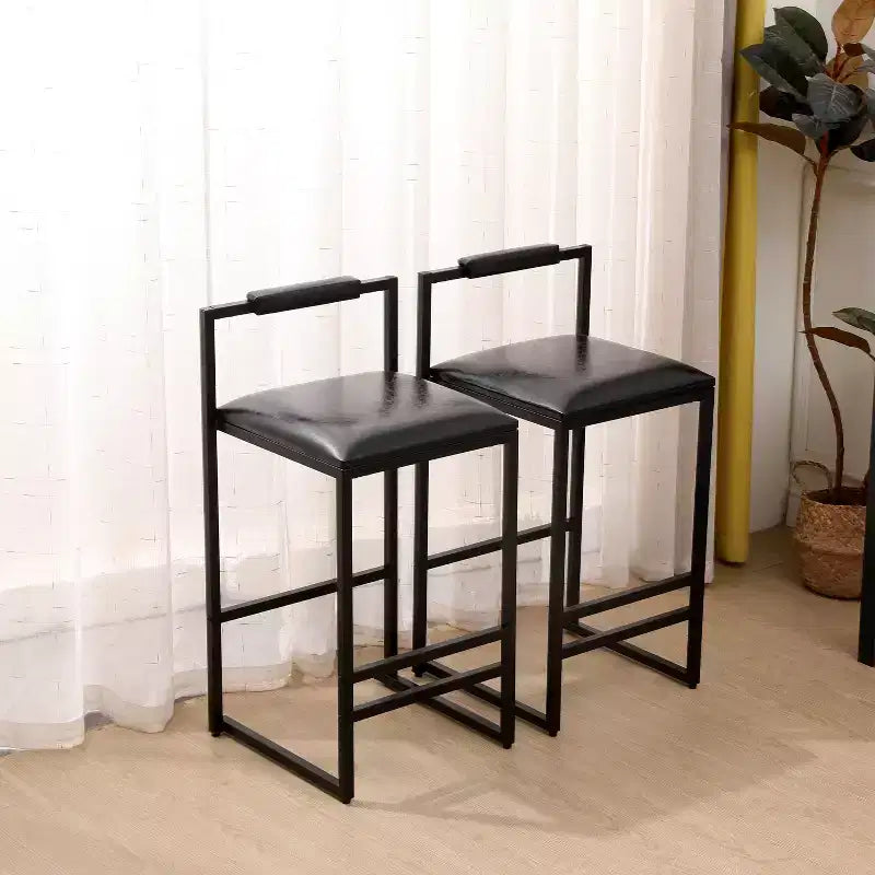 MAYEERTY Tabourets de Bar avec Dossier Lot de 2 - Hauteur Comptoir, Cuir PU, Repose-Pieds