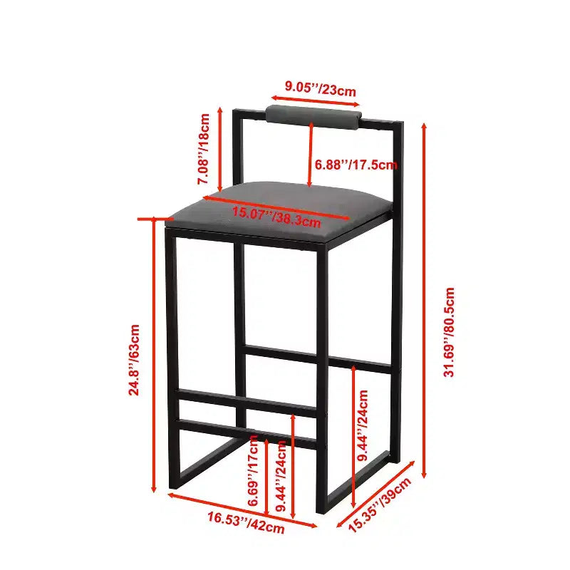 MAYEERTY Tabourets de Bar avec Dossier Lot de 2 - Hauteur Comptoir, Cuir PU, Repose-Pieds
