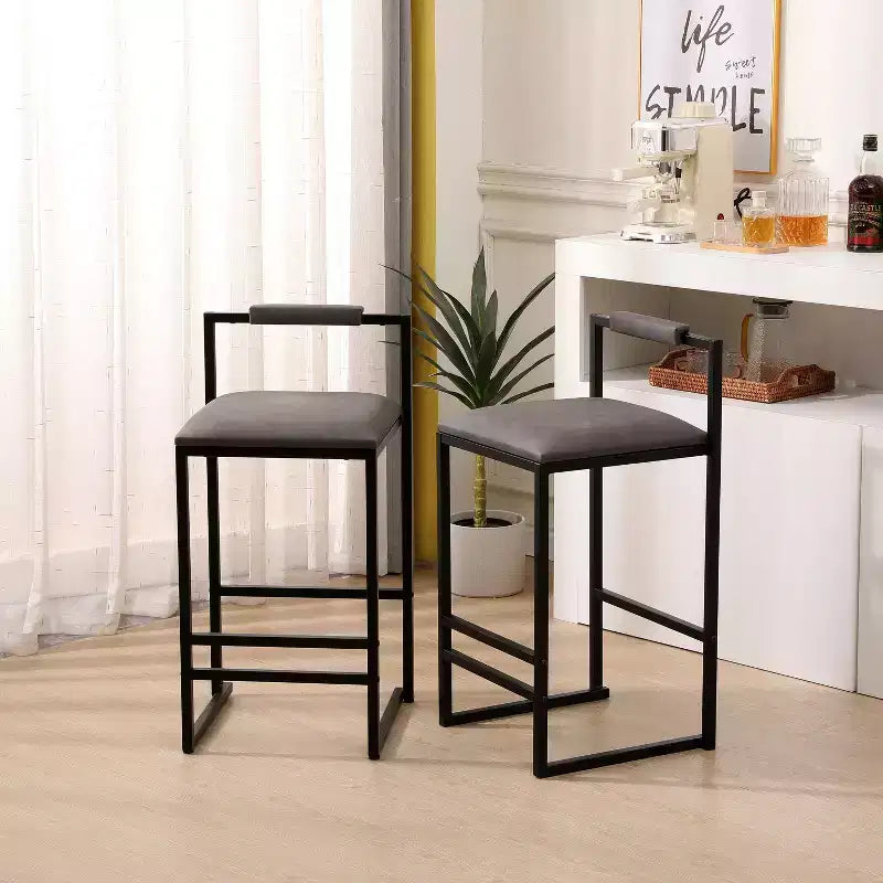 MAYEERTY Tabourets de Bar avec Dossier Lot de 2 - Hauteur Comptoir, Cuir PU, Repose-Pieds