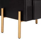Table de Chevet Minimaliste Moderne Whisen avec 2 Tiroirs de Rangement, Poignées et Pieds en Métal Doré, Design Texturé Unique