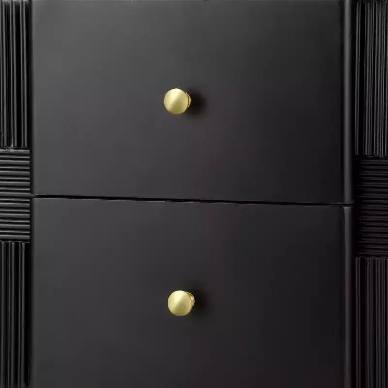 Table de Chevet Minimaliste Moderne Whisen avec 2 Tiroirs de Rangement, Poignées et Pieds en Métal Doré, Design Texturé Unique