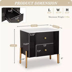 Table de Chevet Minimaliste Moderne Whisen avec 2 Tiroirs de Rangement, Poignées et Pieds en Métal Doré, Design Texturé Unique