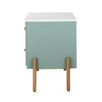 Table de Chevet Minimaliste Moderne Whisen avec 2 Tiroirs de Rangement, Poignées et Pieds en Métal Doré, Design Texturé Unique