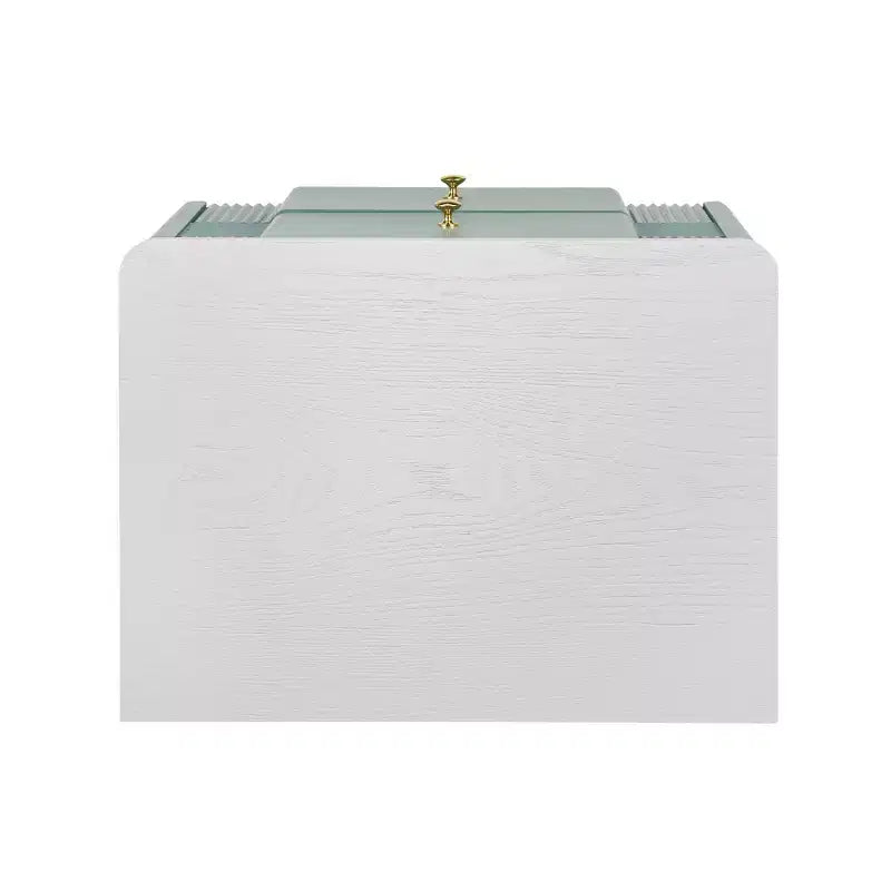 Table de Chevet Minimaliste Moderne Whisen avec 2 Tiroirs de Rangement, Poignées et Pieds en Métal Doré, Design Texturé Unique