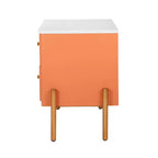Table de Chevet Minimaliste Moderne Whisen avec 2 Tiroirs de Rangement, Poignées et Pieds en Métal Doré, Design Texturé Unique