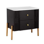 Table de Chevet Minimaliste Moderne Whisen avec 2 Tiroirs de Rangement, Poignées et Pieds en Métal Doré, Design Texturé Unique