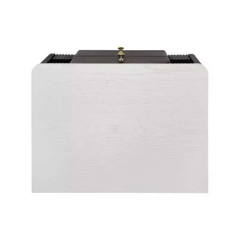 Table de Chevet Minimaliste Moderne Whisen avec 2 Tiroirs de Rangement, Poignées et Pieds en Métal Doré, Design Texturé Unique
