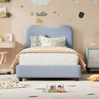 Twin/Full/ Queen Bed Frame with Cloud Boucle Upholstered Headboard, Low Profile Platform, Sturdy Wooden Slats, Noise Free, No Box Spring Needed