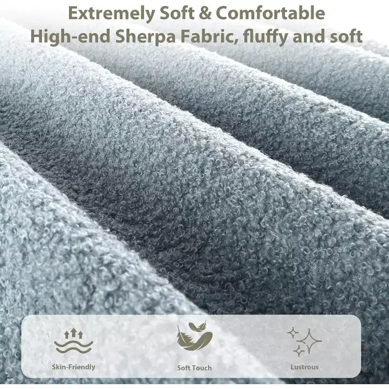 Cadre de lit double/grand lit/très grand lit avec tête de lit capitonnée en bouclé nuage, plateforme basse, lattes en bois robustes, silencieux, aucun sommier tapissier requis