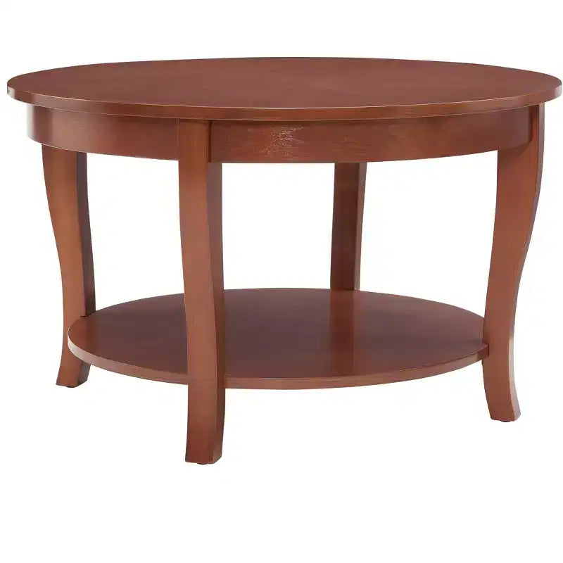 Round Coffee Table, 2-Tier Side Table with Wooden Legs, Round Coffee Table Sofa Table for Living Room Reception Room Bedrooms Apartments Studios