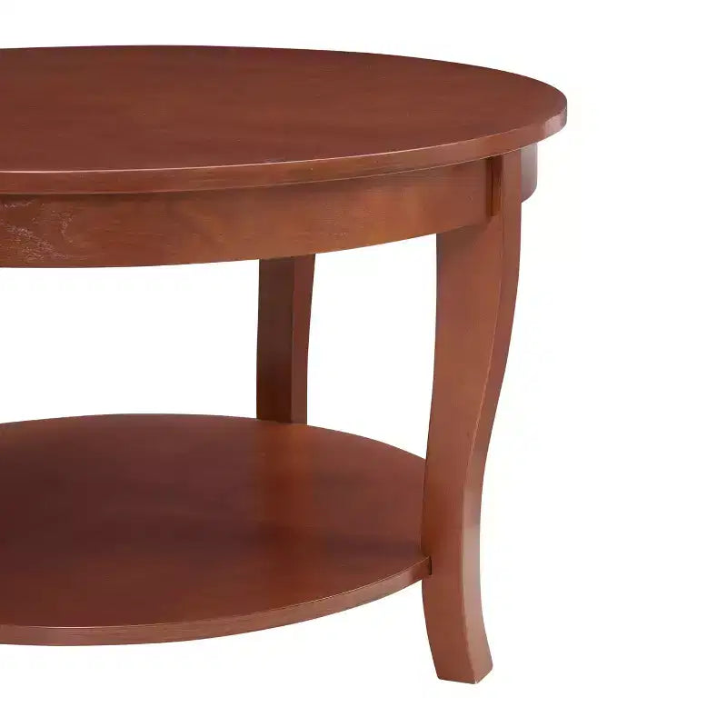 Round Coffee Table, 2-Tier Side Table with Wooden Legs, Round Coffee Table Sofa Table for Living Room Reception Room Bedrooms Apartments Studios
