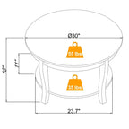 Round Coffee Table, 2-Tier Side Table with Wooden Legs, Round Coffee Table Sofa Table for Living Room Reception Room Bedrooms Apartments Studios