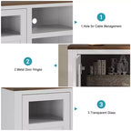 GustoWave Farmhouse TV Media Console Table for up to 65 Inch TV, 34.4 Tall TV Stand with Storage & LED Light