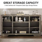 GustoWave Farmhouse TV Media Console Table for up to 65 Inch TV, 34.4 Tall TV Stand with Storage & LED Light
