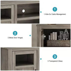 GustoWave Farmhouse TV Media Console Table for up to 65 Inch TV, 34.4 Tall TV Stand with Storage & LED Light