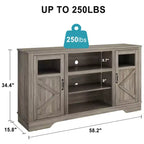 GustoWave Farmhouse TV Media Console Table for up to 65 Inch TV, 34.4 Tall TV Stand with Storage & LED Light