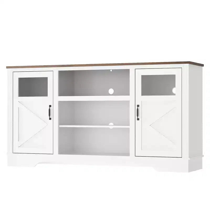GustoWave Farmhouse TV Media Console Table for up to 65 Inch TV, 34.4 Tall TV Stand with Storage & LED Light