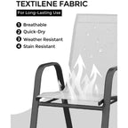 Lot de 4 Chaises de Salle à Manger Empilables, Chaises Empilables avec Tissu Textilène Respirant et Cadre en Métal, Sièges de Repas Extérieurs pour Patio, Terrasse, Jardin