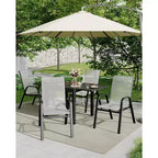 Lot de 4 Chaises de Salle à Manger Empilables, Chaises Empilables avec Tissu Textilène Respirant et Cadre en Métal, Sièges de Repas Extérieurs pour Patio, Terrasse, Jardin