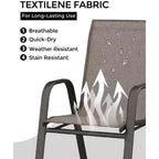 Lot de 4 Chaises de Salle à Manger Empilables, Chaises Empilables avec Tissu Textilène Respirant et Cadre en Métal, Sièges de Repas Extérieurs pour Patio, Terrasse, Jardin