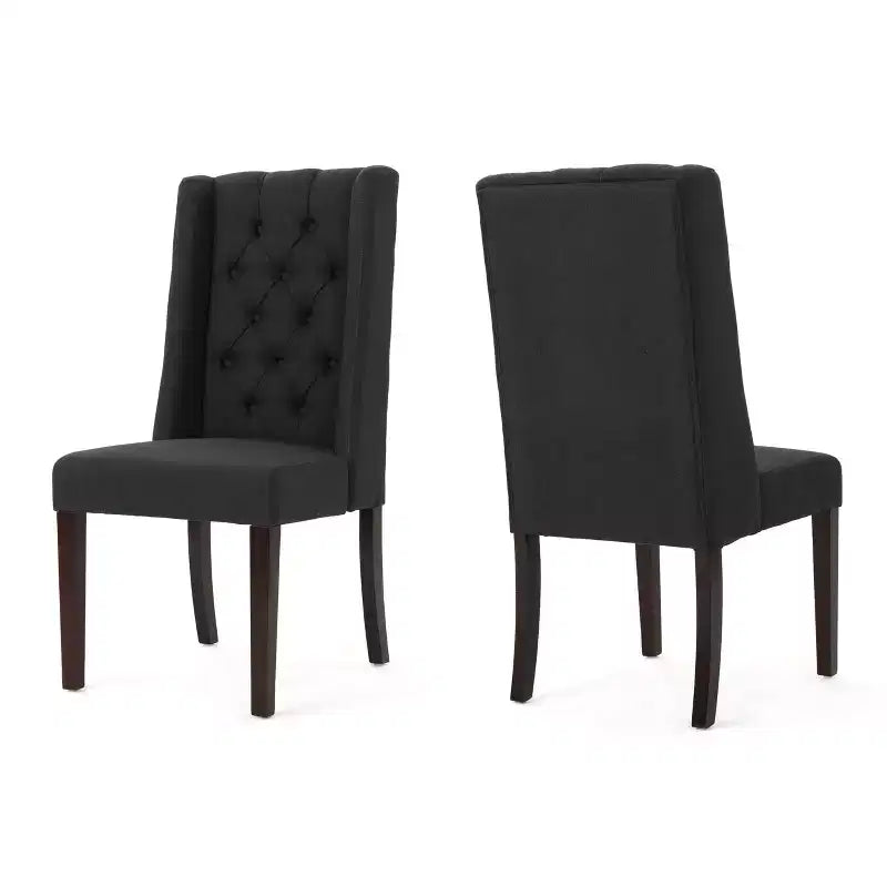 Christopher Knight Home Tracy - Chaise de salle à manger en tissu avec dossier haut capitonné et pieds en bois de bouleau (Lot de 2)