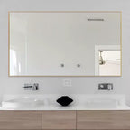 Miroir mural de salle de bain PexFix rectangulaire à cadre métallique doré de 35 po L x 59 po H