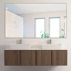 Miroir mural de salle de bain PexFix rectangulaire à cadre métallique doré de 35 po L x 59 po H