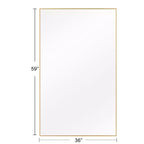 Miroir mural de salle de bain PexFix rectangulaire à cadre métallique doré de 35 po L x 59 po H
