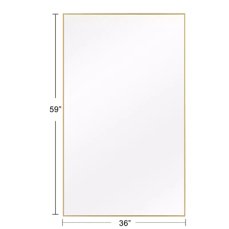 Miroir mural de salle de bain PexFix rectangulaire à cadre métallique doré de 35 po L x 59 po H