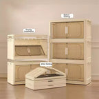 3 Tiers/4 Tiers/5 Tiers Collapsible Storage Bins, Foldable Storage Cabinet With Magnetic Door Lockable Wheels, Stackable Storage Containers