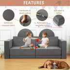 Kids Play Couch 8-Piece Set - Modular Fort Building Sofa for Toddlers (Dark Grey)