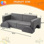 Canapé de Jeu pour Enfants 8 Pièces - Sofa Modulable pour Tout-petits (Gris Foncé)
