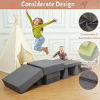 Canapé de Jeu pour Enfants 8 Pièces - Sofa Modulable pour Tout-petits (Gris Foncé)