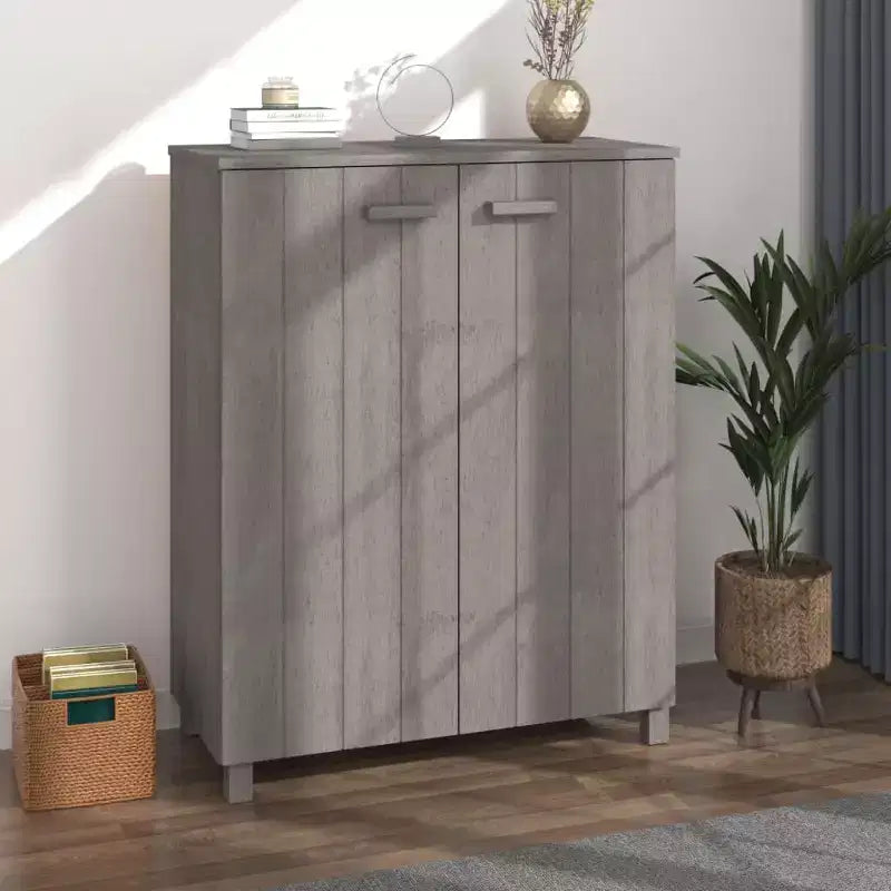 33.5x15.7x42.5 Pine Wood Shoe Cabinet-Light Gray