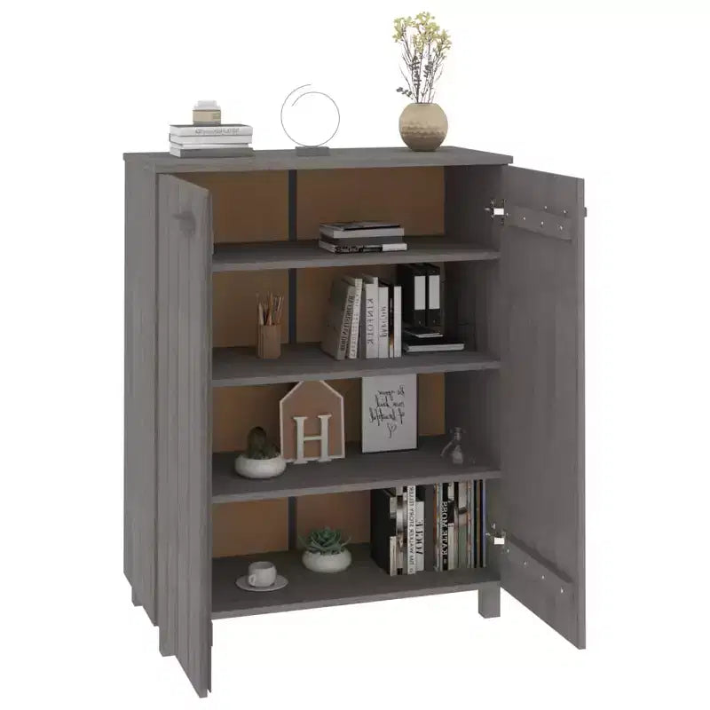 33.5x15.7x42.5 Pine Wood Shoe Cabinet-Light Gray
