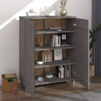 33.5x15.7x42.5 Pine Wood Shoe Cabinet-Light Gray