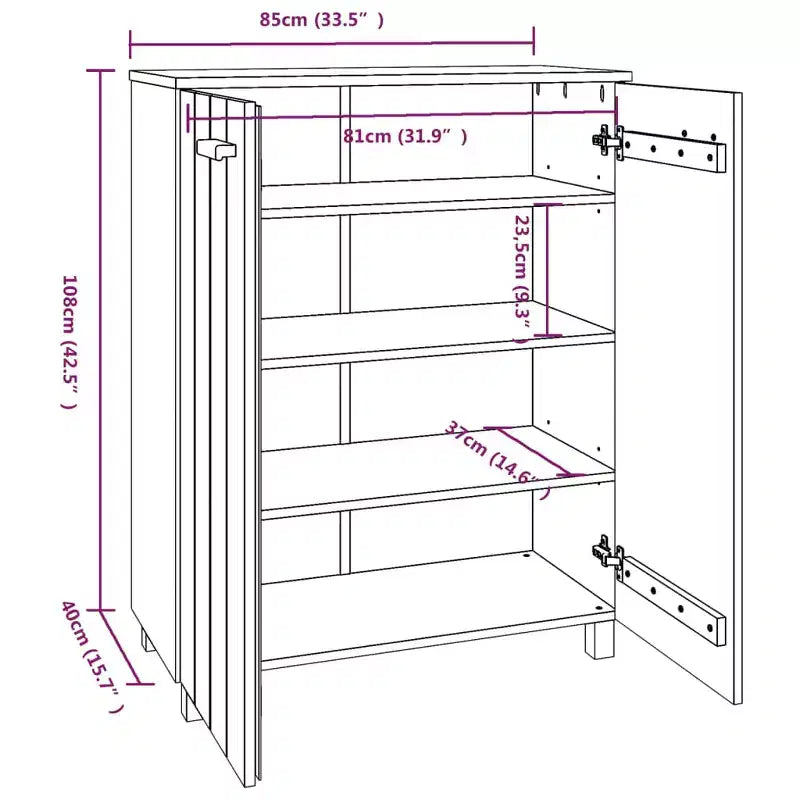 33.5x15.7x42.5 Pine Wood Shoe Cabinet-Light Gray